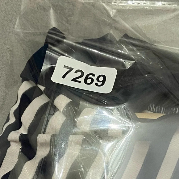 Navy and White Striped Women's Swimsuit - Picture 12 of 12